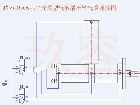 水平安裝氣液增壓缸氣路連接圖