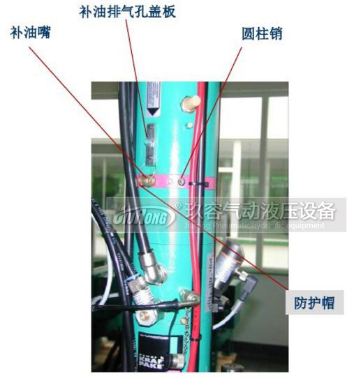 S/BS/RP/T型氣液增壓缸活塞桿向下安裝時補油對照圖