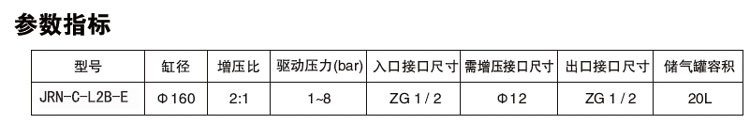 大2倍空氣增壓閥JRN-C-L2B-E型參數指標